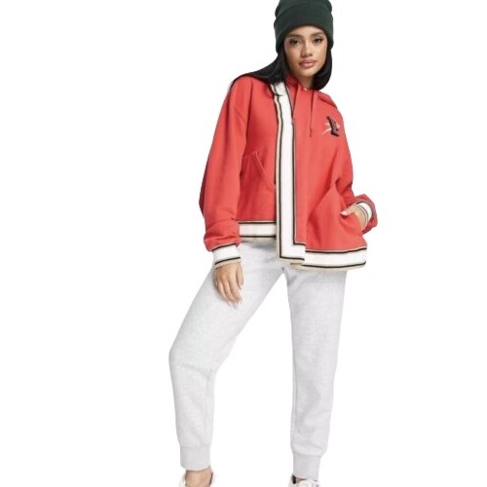 PUMA X JUNE AMBROSE Red High Court Hope Oversized Poncho Hoodie SIZE LARGE